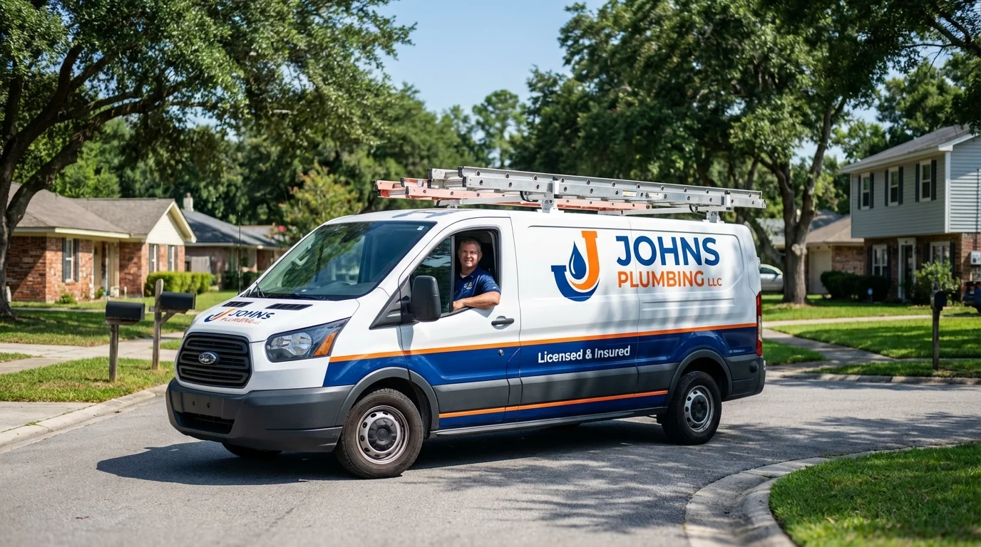 Johns Plumbing LLC service van in Rockwell, IA